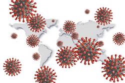 Corona Viren auf Weltkarte abgebildet