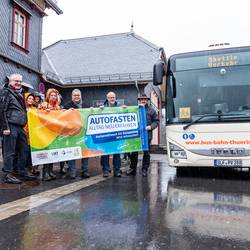 Auftakt zur Aktion Autofasten Thüringen 2024 im Schwarzatal (v. l. n. r.): Tilman Wagenknecht, Geschäftsführer von Bus
