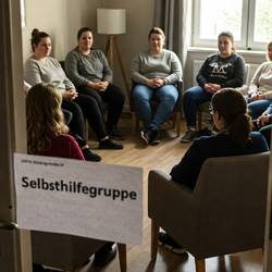 Selbsthilfegruppe für Lipödem-Betroffene sucht Mitglieder © google gemini Betroffene tauschen sich beim Treffen einer Selbsthilfegruppe gegenseitig über ihre Erlebnisse, Probleme und Erfahrungen aus.