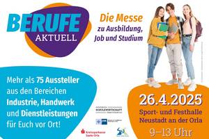 Das Ankündigungsposter der Messe „Berufe aktuell“ 2025 mit den wichtigsten Eckdaten der diesjährigen Auflage.
