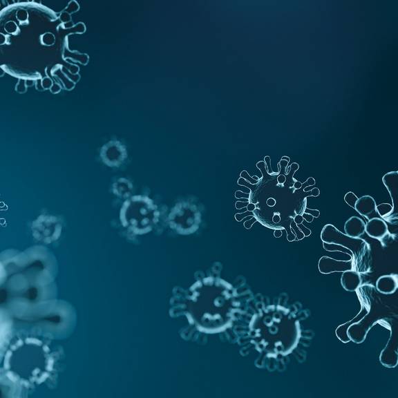 Illustration Thema Corona - Corona-Virus in Großaufnahme