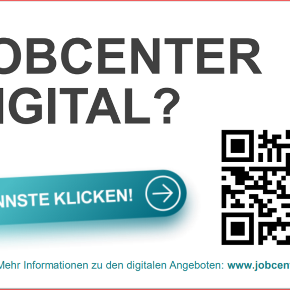 Zeit- und ortsunabhängig mit dem Jobcenter kommunizieren: Jobcenter DIGITAL © Jobcenter Saale-Orla-Kreis Eine Grafik zeigt den QR-Code zum Online-Dienst www.jobcenter.ditigal