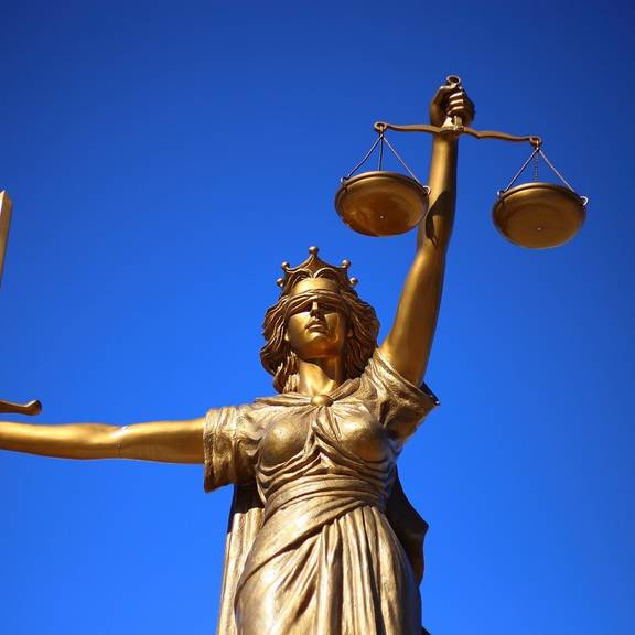 Eine Statue der römischen Götting der Gerechtigkeit und des Rechtswesens, Justitia (Symbolfoto).