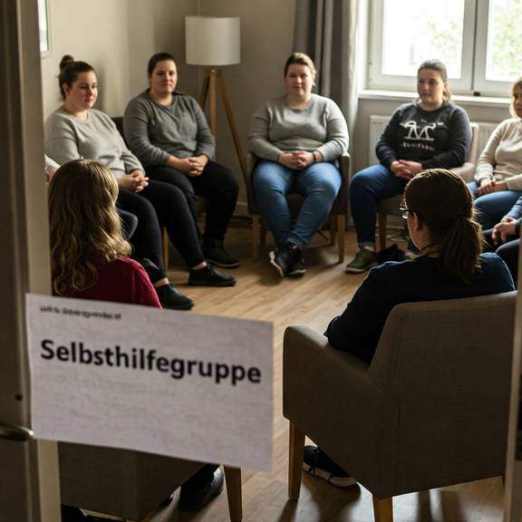 Selbsthilfegruppe für Lipödem-Betroffene sucht Mitglieder © google gemini Betroffene tauschen sich beim Treffen einer Selbsthilfegruppe gegenseitig über ihre Erlebnisse, Probleme und Erfahrungen aus.